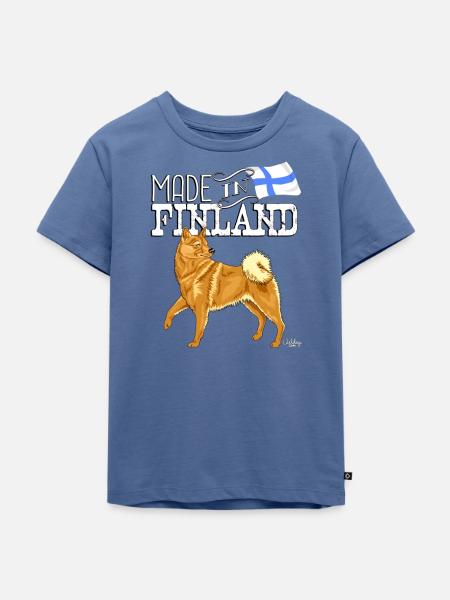 Finnischer Spitz earin madein - Kinder Premium Bio T-Shirt - Taubenblau