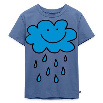 Lustige Wolke mit Regentropfen, Wetter, Frühling, Wasser - Kinder Premium Bio T-Shirt - Taubenblau - Vorne - Mikhail (115cm)