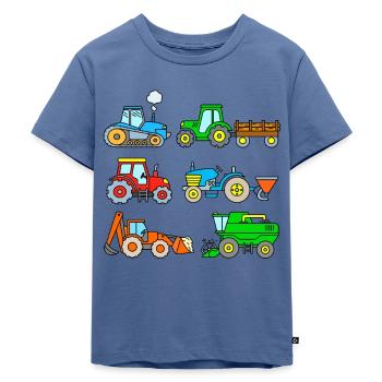 Tracteurs - Véhicules à la ferme - T-shirt Premium bio Enfant - bleu pigeon - Devant - Mikhail (115cm)
