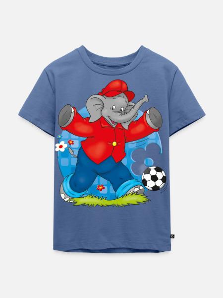 Benjamin Blümchen spielt Fußball - Kinder Premium Bio T-Shirt - Taubenblau