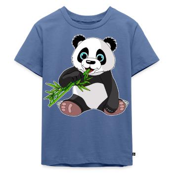 süßer Panda Bär, Geschenk, Bambus,Cartoon,Niedlich - Kinder Premium Bio T-Shirt - Taubenblau - Vorne - Mikhail (115cm)