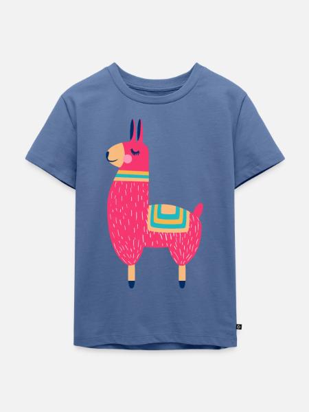 Lama - Kinder Premium Bio T-Shirt - Taubenblau