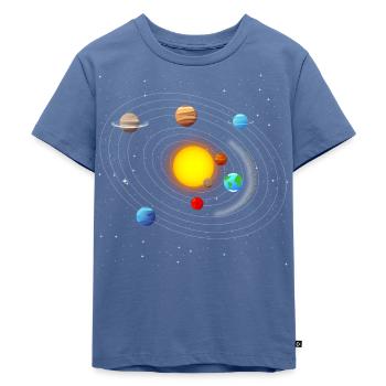 Sonnensystem - Kinder Premium Bio T-Shirt - Taubenblau - Vorne - Mikhail (115cm)