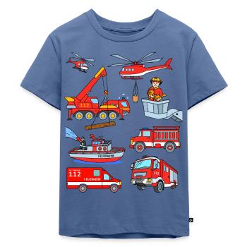 Deutsche Feuerwehrautos - Fahrzeuge der Feuerwehr - Kinder Premium Bio T-Shirt - Taubenblau - Vorne - Mikhail (115cm)