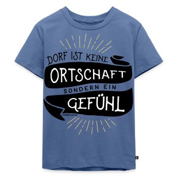 Dorp is geen plek maar een gevoel - Kinderen Premium Bio T-shirt - duifblauw - Voor - Mikhail (115cm)