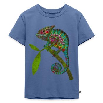 Chamaeleon - Kinder Premium Bio T-Shirt - Taubenblau - Vorne - Mikhail (115cm)