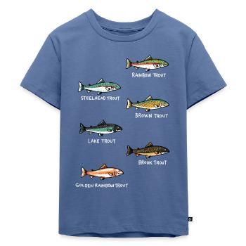 Fische Angeln | Fischarten Fischen Geschenkidee - Kinder Premium Bio T-Shirt - Taubenblau - Vorne - Mikhail (115cm)