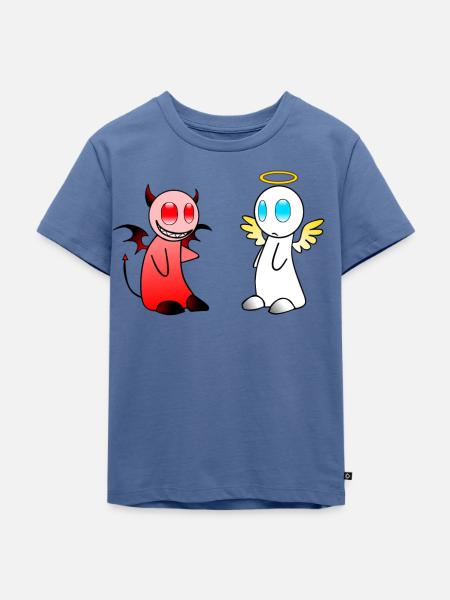 Engelchen & Teufelchen Motiv - Kinder Premium Bio T-Shirt - Taubenblau