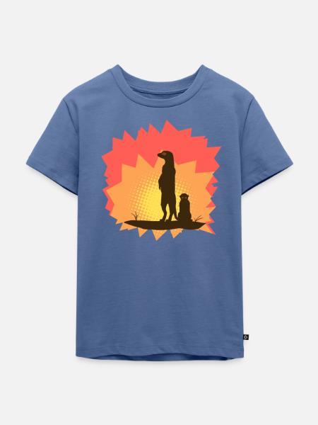 Erdmännchen Design Meerkat Silhouette - Kinder Premium Bio T-Shirt - Taubenblau