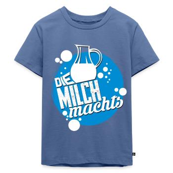 Die Milch machts, nostalgisches Werbeschild - Kinder Premium Bio T-Shirt - Taubenblau - Vorne - Mikhail (115cm)