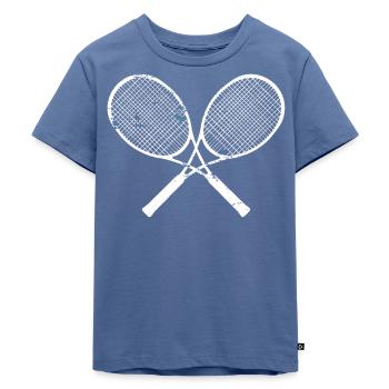 Tennisschläger - Kinder Premium Bio T-Shirt - Taubenblau - Vorne - Mikhail (115cm)