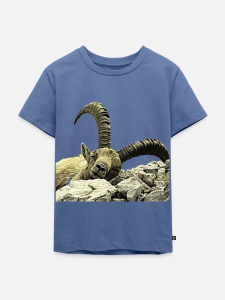 Walser Steinbock Relax - Kinder Premium Bio T-Shirt - Taubenblau