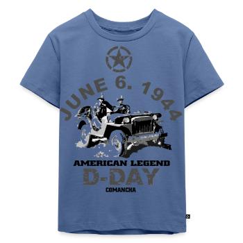 D-Day Jeep amerikanische Legende - Kinder Premium Bio T-Shirt - Taubenblau - Vorne - Mikhail (115cm)