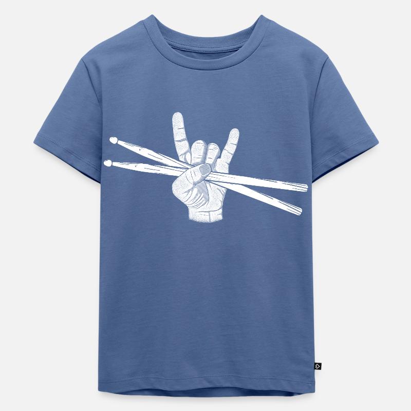 Drummer Devils Horn Drummsticks Schlagzeug - Kinder Premium Bio T-Shirt - Taubenblau
