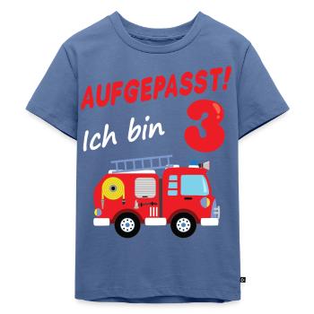 Feuerwehrauto 3. Geburtstag 3 Jahre Geschenk - Kinder Premium Bio T-Shirt - Taubenblau - Vorne - Mikhail (115cm)