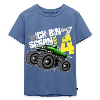 Ich bin 4 Geschenk 4. Geburtstag Monster Truck - Kinder Premium Bio T-Shirt - Taubenblau - Vorne - Mikhail (115cm)