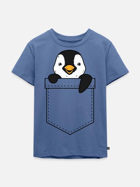 Penguin Pinguin Tasche - Kinder Premium Bio T-Shirt - Taubenblau