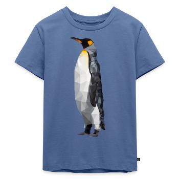 Polygon Pinguin Tier Design - Kinder Premium Bio T-Shirt - Taubenblau - Vorne - Mikhail (115cm)