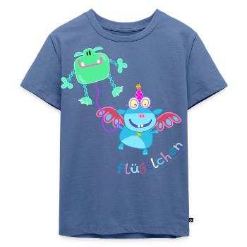 Gut gebrüllt, liebe Monster Flügelchen Ballon - Kinder Premium Bio T-Shirt - Taubenblau - Vorne - Mikhail (115cm)