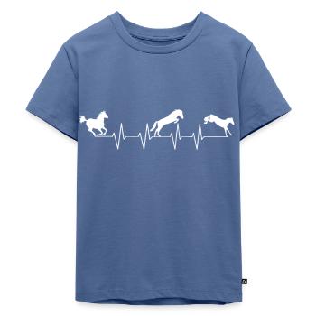 Herzschlag Pferde - Kinder Premium Bio T-Shirt - Taubenblau - Vorne - Mikhail (115cm)