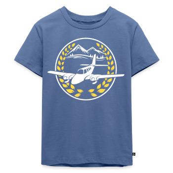 Flugzeug - Kinder Premium Bio T-Shirt - Taubenblau - Vorne - Mikhail (115cm)