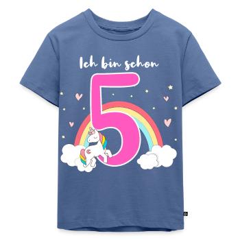 5. Geburtstag 5 Jahre alt Mädchen Geschenk - Kinder Premium Bio T-Shirt - Taubenblau - Vorne - Mikhail (115cm)