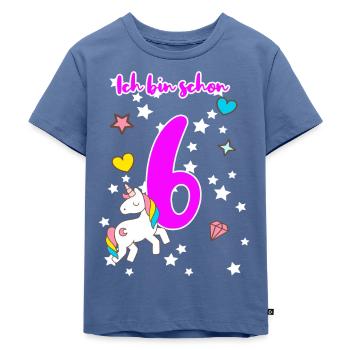 6. Geburtstag Geschenk 6 Jahre alt Mädchen - Kinder Premium Bio T-Shirt - Taubenblau - Vorne - Mikhail (115cm)