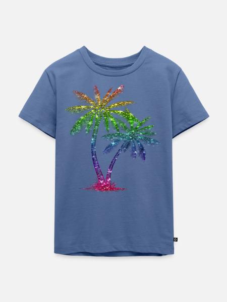 Glitzer Palme - Kinder Premium Bio T-Shirt - Taubenblau