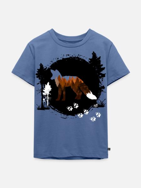 Fuchs - Kinder Premium Bio T-Shirt - Taubenblau