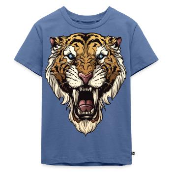 Säbelzahntiger Tiger Smilodon Säbelzahnkatze - Kinder Premium Bio T-Shirt - Taubenblau - Vorne - Mikhail (115cm)