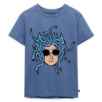 Medusa Mythologie - Kinder Premium Bio T-Shirt - Taubenblau - Vorne - Mikhail (115cm)