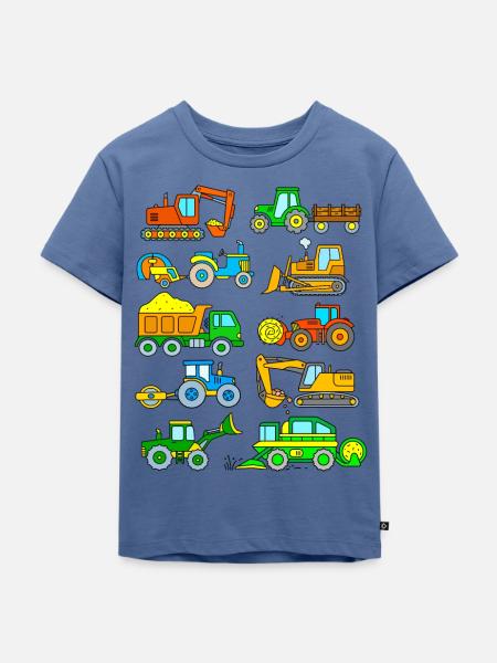 Bagger Traktor Kinder - Kinder Premium Bio T-Shirt - Taubenblau
