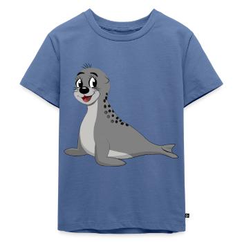 Moin Seehund Robbe für Plattdeutschliebhaber - Kinder Premium Bio T-Shirt - Taubenblau - Vorne - Mikhail (115cm)