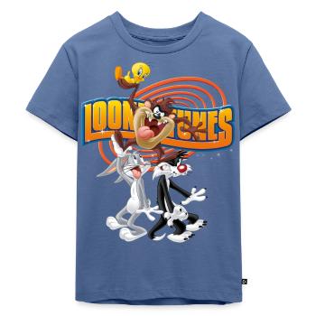Looney Tunes Bugs Bunny, Taz, Sylvester & Tweety - Kinder Premium Bio T-Shirt - Taubenblau - Vorne - Mikhail (115cm)