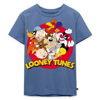 Looney Tunes Bugs Bunny Logo Gruppenbild - Kinder Premium Bio T-Shirt - Taubenblau - Vorne - Mikhail (115cm)
