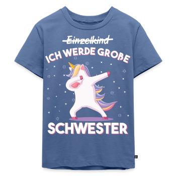 Einzelkind Große Schwester Kinder Geschenk - Kinder Premium Bio T-Shirt - Taubenblau - Vorne - Mikhail (115cm)