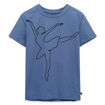 One Line Ballerina - Kinder Premium Bio T-Shirt - Taubenblau - Vorne - Mikhail (115cm)