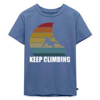 Klettern Keep Climbing - Kinder Premium Bio T-Shirt - Taubenblau - Vorne - Mikhail (115cm)