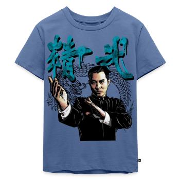 Kung Fu - Kids Premium Organic T-Shirt - stone blue - Front - Mikhail (115cm)