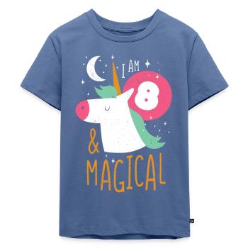 8. Geburtstag - 8 Jahre - Einhorn - Kinder Premium Bio T-Shirt - Taubenblau - Vorne - Mikhail (115cm)