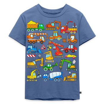 Baufahrzeug Design Baustellenfahrzeuge - Kinder Premium Bio T-Shirt - Taubenblau - Vorne - Mikhail (115cm)
