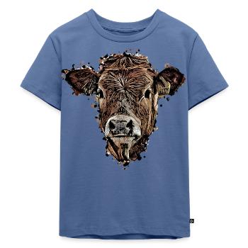 Kuh - Kinder Premium Bio T-Shirt - Taubenblau - Vorne - Mikhail (115cm)