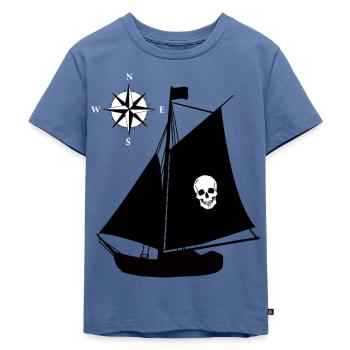Piratenschiff Totenkopf Kompass Windrose Piraten - Kinder Premium Bio T-Shirt - Taubenblau - Vorne - Mikhail (115cm)