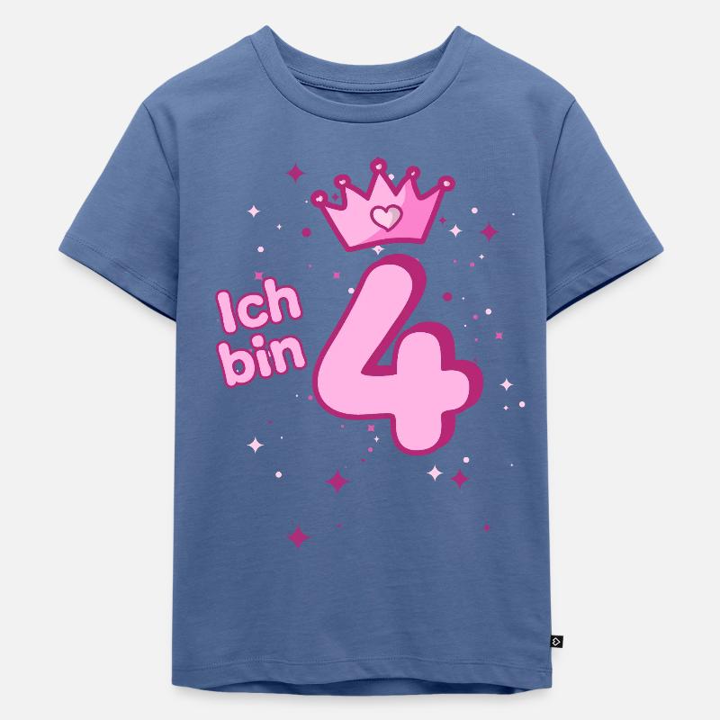 Ich bin4 - Kinder Premium Bio T-Shirt - Taubenblau