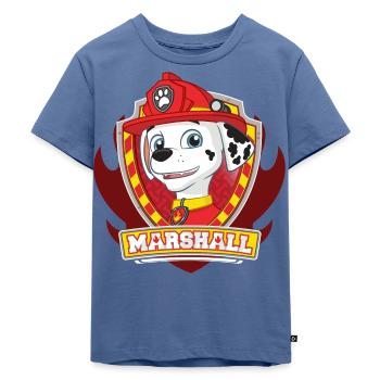 Paw Patrol Marshall Feuerwehrhund Feuerwehr Emblem - Kinder Premium Bio T-Shirt - Taubenblau - Vorne - Mikhail (115cm)