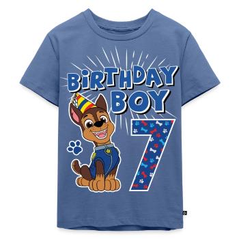 Paw Patrol 7 Jahre alt Geburtstag Chase - Kinder Premium Bio T-Shirt - Taubenblau - Vorne - Mikhail (115cm)
