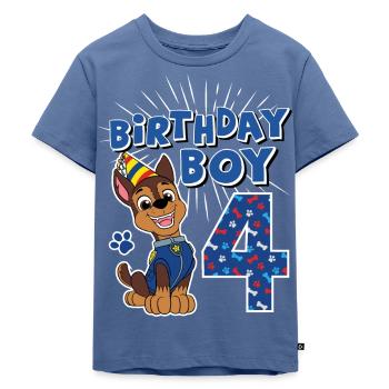 Paw Patrol 4 Jahre alt Geburtstag Chase - Kinder Premium Bio T-Shirt - Taubenblau - Vorne - Mikhail (115cm)