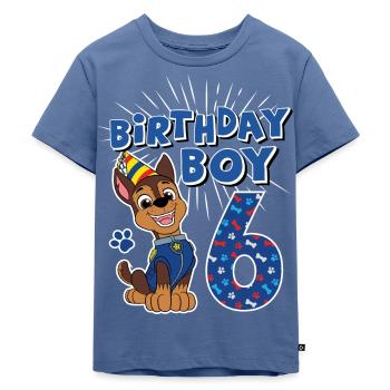Paw Patrol 6 Jahre alt Geburtstag Chase - Kinder Premium Bio T-Shirt - Taubenblau - Vorne - Mikhail (115cm)