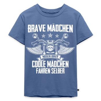 Brave Mädchen Motorrad - Kinder Premium Bio T-Shirt - Taubenblau - Vorne - Mikhail (115cm)
