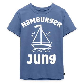 Hamburger Jung Moin bin neu hier Baby Hamburg - Kinder Premium Bio T-Shirt - Taubenblau - Vorne - Mikhail (115cm)